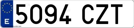 Ejemplo de matrícula española 5094 CZT