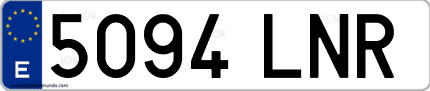 Ejemplo de matrícula de coche ordinaria 5094 LNR