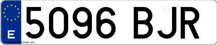 Ejemplo de matrícula española 5096 BJR