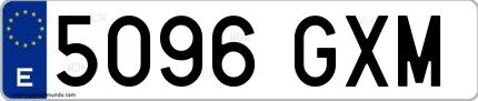 Ejemplo de matrícula española 5096 GXM