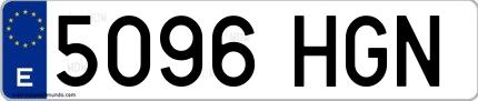 Ejemplo de matrícula española 5096 HGN