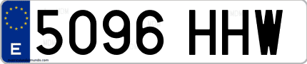 Ejemplo de matrícula de coche ordinaria 5096 HHW
