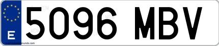 Ejemplo de matrícula española 5096 MBV