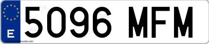 Ejemplo de matrícula española 5096 MFM