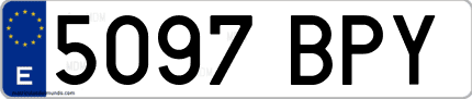 Ejemplo de matrícula de coche ordinaria 5097 BPY