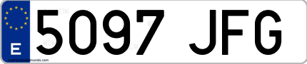 Ejemplo de matrícula de coche ordinaria 5097 JFG