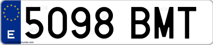 Ejemplo de matrícula de coche ordinaria 5098 BMT