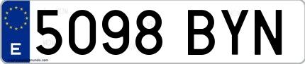 Ejemplo de matrícula española 5098 BYN