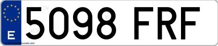 Ejemplo de matrícula española 5098 FRF