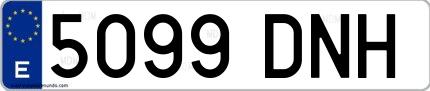 Ejemplo de matrícula española 5099 DNH
