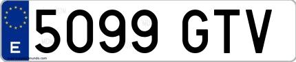 Ejemplo de matrícula española 5099 GTV