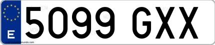 Ejemplo de matrícula española 5099 GXX