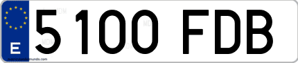 Ejemplo de matrícula de coche ordinaria 5100 FDB