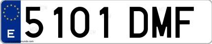 Ejemplo de matrícula española 5101 DMF
