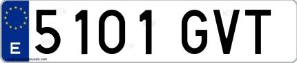 Ejemplo de matrícula española 5101 GVT
