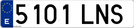 Ejemplo de matrícula de coche ordinaria 5101 LNS