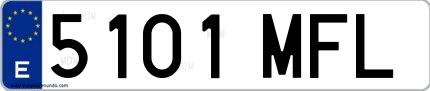 Ejemplo de matrícula española 5101 MFL