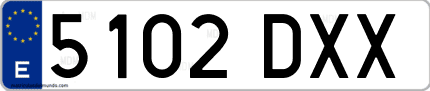 Ejemplo de matrícula de coche ordinaria 5102 DXX