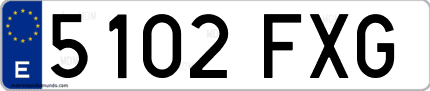 Ejemplo de matrícula de coche ordinaria 5102 FXG