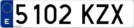 Ejemplo de matrícula española 5102 KZX