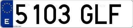 Ejemplo de matrícula española 5103 GLF