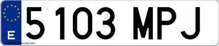 Ejemplo de matrícula española 5103 MPJ
