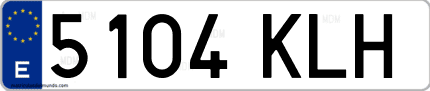 Ejemplo de matrícula de coche ordinaria 5104 KLH