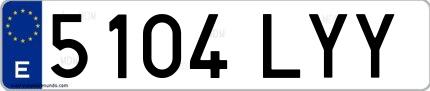 Ejemplo de matrícula española 5104 LYY