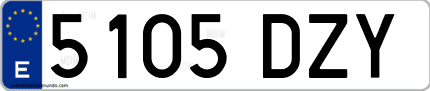 Ejemplo de matrícula de coche ordinaria 5105 DZY