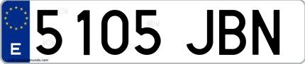 Ejemplo de matrícula española 5105 JBN