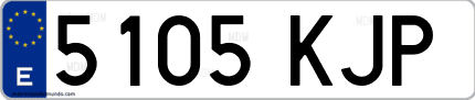 Ejemplo de matrícula de coche ordinaria 5105 KJP