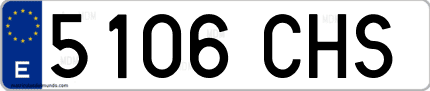 Ejemplo de matrícula de coche ordinaria 5106 CHS