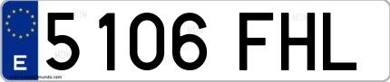 Ejemplo de matrícula española 5106 FHL