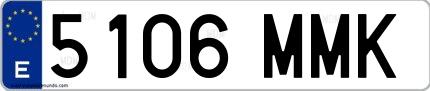 Ejemplo de matrícula española 5106 MMK
