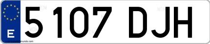 Ejemplo de matrícula española 5107 DJH