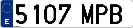 Ejemplo de matrícula de coche ordinaria 5107 MPB