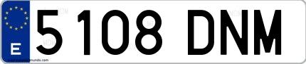 Ejemplo de matrícula española 5108 DNM