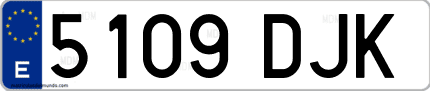 Ejemplo de matrícula de coche ordinaria 5109 DJK