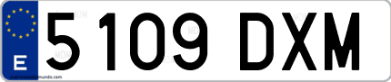 Ejemplo de matrícula de coche ordinaria 5109 DXM