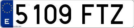 Ejemplo de matrícula de coche ordinaria 5109 FTZ