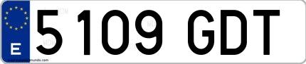 Ejemplo de matrícula española 5109 GDT