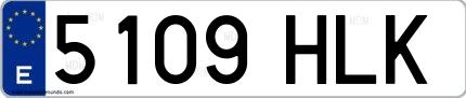 Ejemplo de matrícula española 5109 HLK