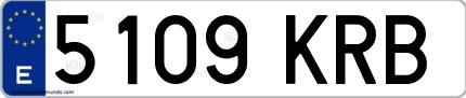 Ejemplo de matrícula española 5109 KRB