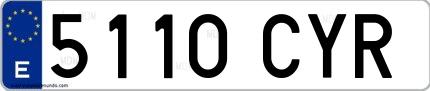 Ejemplo de matrícula española 5110 CYR