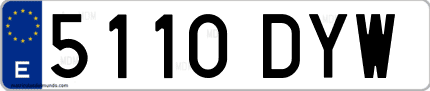 Ejemplo de matrícula de coche ordinaria 5110 DYW