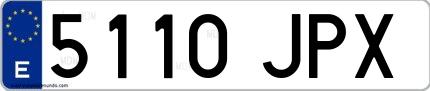 Ejemplo de matrícula española 5110 JPX