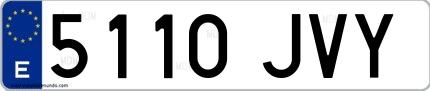 Ejemplo de matrícula española 5110 JVY