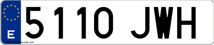 Ejemplo de matrícula de coche ordinaria 5110 JWH