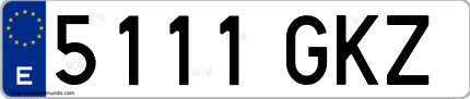 Ejemplo de matrícula de coche ordinaria 5111 GKZ