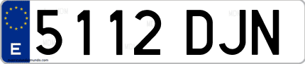 Ejemplo de matrícula de coche ordinaria 5112 DJN